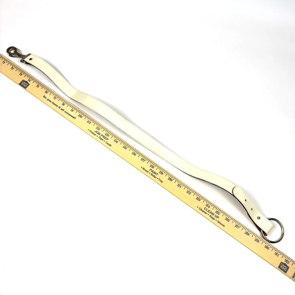 VTG 80s Liz Claiborne Waxed Saddle‎ Leather Belt Womens Sz M White Silver Swivel